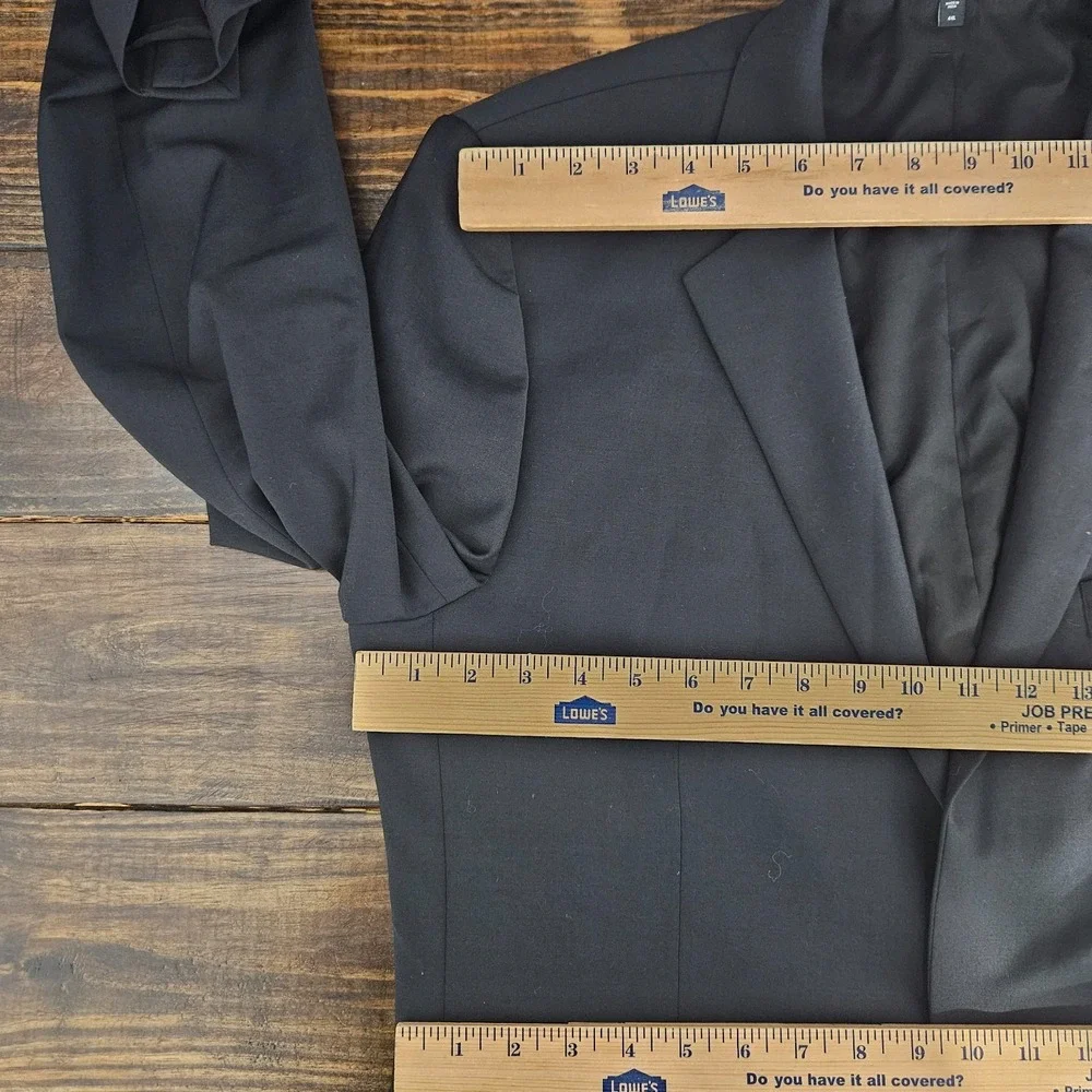 Express Men's Sport Coat Blazer Two Button Black Wool Spandex Extra Slim 44L‎